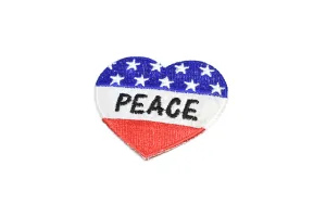 Heart-Shaped Patriotic Peace Iron-On Patch 2" x 2.25" - 1 Piece