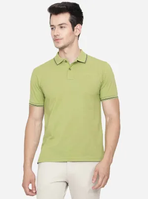 Light Green Solid Slim Fit Polo T-Shirt | Greenfibre