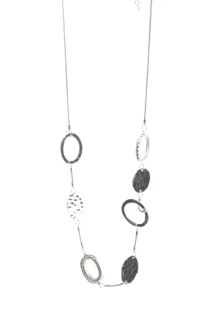 Multiple Circle Chain Long Necklace in Silver