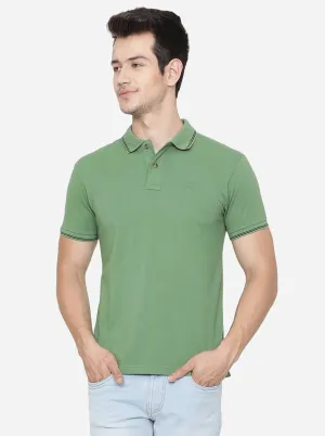 Turf Green Solid Slim Fit Polo T-Shirt | Greenfibre