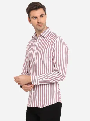 White & Red Striped Slim Fit Formal Shirt | JadeBlue